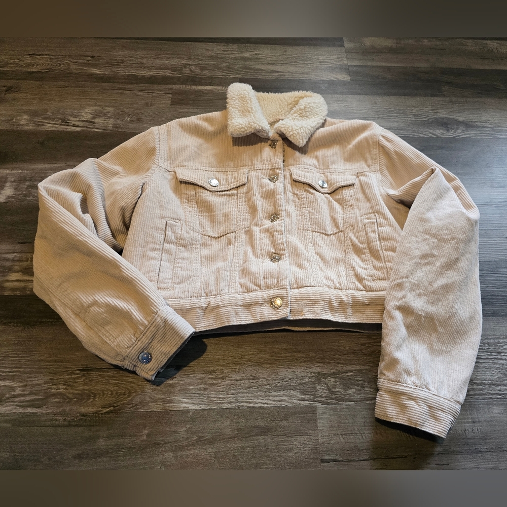 Forever 21 Cropped Corduroy Sterling Jacket Medium